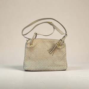 Vintage A Collection by Pantes Ivory Hand-Woven Leather Crossbody Bag